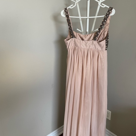 Long blush pink dress with brown and golden sequins - Picture 2 of 4